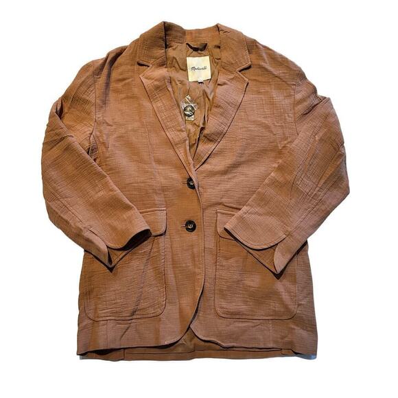 Madewell Blazer Cotton-Linen Relaxed Larsen in Faded Earth Medium NWOT - Picture 5 of 9